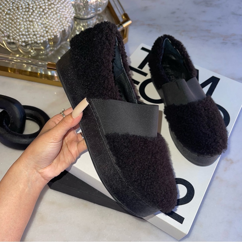 New Opening Ceremony Cici Shearling Slip Sneaker in Black